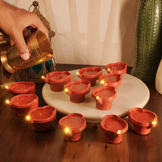 24 Pcs Water Sensor Diya Lights Electric Flameless & Smokeless LED Diyas